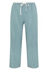 PixieGirl Petite Blue Contrast Waist Wide Leg Trousers