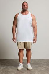 BadRhino Big & Tall White Extra Long Plain Vest Top | BadRhino 1
