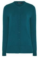 LTS Tall Teal Blue Crew Neck Button Cardigan | Long Tall Sally 5