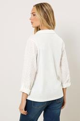 M&Co White Broderie Sleeve Cotton Shirt | M&Co 2