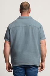 BadRhino Big & Tall Blue Acid Wash Cotton Shirt | BadRhino 4