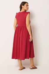 YOURS Plus Size Red Broderie Sleeve Maxi Dress | Yours Clothing 2