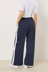 M&Co Navy Blue & White Side Stripe Cotton Wide Leg Joggers | M&Co 2
