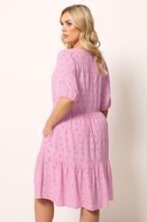 YOURS Plus Size Pink Broderie Anglaise Tiered Dress | Yours Clothing 2