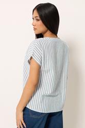M&Co Petite Blue & White Stripe Blouse | M&Co 2