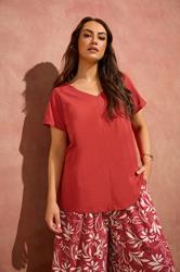 EVANS Plus Size Rust Orange V Neck Cotton T-Shirt | Evans 3