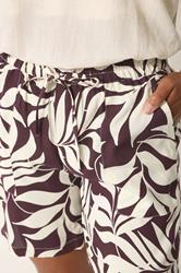 M&Co Berry Purple Leaf Print Shorts | M&Co 4