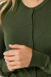 LTS Tall Dark Olive Green Crew Neck Button Cardigan | Long Tall Sally 4