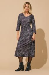 M&Co Petite Berry Purple Spot Twist Front Dress | M&Co 1
