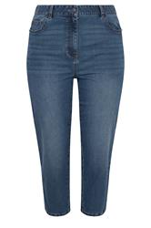 EVANS Curve Fit Blue Midwash Cropped Straight Leg Jeans