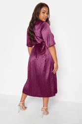 YOURS LONDON Plus Size Purple Lace Wrap Pleated Maxi Dress