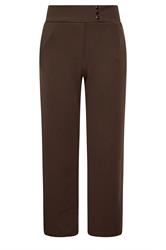 PixieGirl Petite Women's Chocolate Brown Scuba Button Trousers | PixieGirl 5
