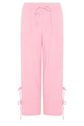 PixieGirl Petite Roze broek van katoenen mousseline met wijde pijpen en strikdetail