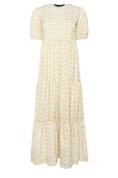 PixieGirl Petite Women's Orange Ditsy Floral Tiered Maxi Dress | PixieGirl 5
