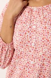 M&Co Petite Pink Floral Button Down Cotton Blouse | M&Co  4