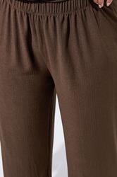 LIMITED COLLECTION Plus Size Brown Textured Wide Leg Trousers | Yours Clothing 5