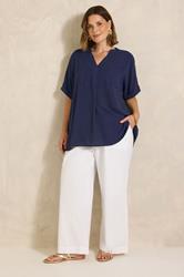 EVANS Plus Size Navy Blue Overhead Utility Shirt | Evans 1