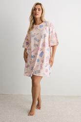YOURS Plus Size Pink Girly Print T-Shirt Nightdress | Yours Clothing 1