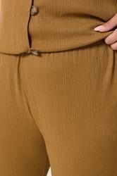 YOURS Plus Size Natural Brown Textured Flared Trousers 4