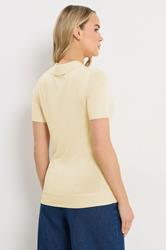 LTS Tall Women's Yellow Knitted Polo Top | Long Tall Sally 4