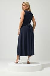 YOURS LONDON Plus Size Navy Blue Knot Detail Dress | Yours Clothing 2