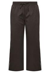 PixieGirl Petite Women's Chocolate Brown Side Stripe Wide Leg Joggers | PixieGirl 1