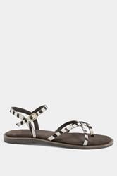 LTS Brown Zebra Print Cross Strap Sandals In a Standard Fit | Long Tall Sally 2