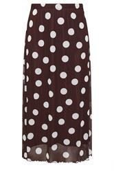 YOURS Curve Chocolate Brown Polka Dot Mesh Skirt