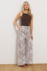 LTS Tall Women's Natural Brown Palm Wide Leg Trousers | Long Tall Sally 1
