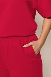 YOURS Plus Size Red T-Shirt & Short Sweat Set | Yours Clothing 4