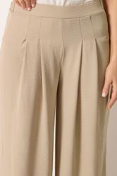 LTS Tall Women's Stone Brown Pleated Palazzo Wide Leg Trousers | Long Tall Sally 4