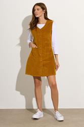 M&Co Orange Cord Button Through Pinafore Dress | M&Co  1