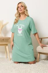 YOURS Plus Size Green Llama Side Split Nightdress | Yours Clothing 3