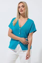 LIMITED COLLECTION Plus Size Dark Blue Short Sleeve Knitted Top | Yours Clothing 3