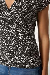 M&Co Black And White Polka Dot Grown-On Sleeve Wrap Top | M&Co 4