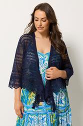YOURS Plus Size Navy Blue Waterfall Cardigan | Yours Clothing 3
