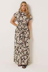 LTS Tall Women's Black Floral Shirred Waist Cotton Maxi Dress | Long Tall Sally 3