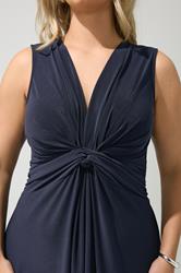 YOURS LONDON Plus Size Navy Blue Knot Detail Dress | Yours Clothing 4