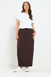 YOURS Plus Size Chocolate Brown Maxi Tube Skirt | Yours Clothing 1