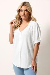 YOURS Plus Size White Textured Blouse | Yours Clothing 3