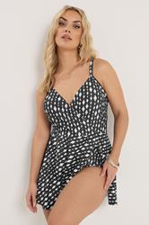 YOURS Plus Size Black Diamond Wrap Swimdress | Yours Clothing 3