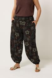 YOURS Plus Size Black Abstract Floral Balloon Trousers | Yours Clothing 3