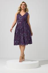 YOURS LONDON Plus Size Purple Flower Applique Mini Dress | Yours Clothing 2