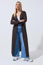 LIMITED COLLECTION Plus Size Chocolate Brown Ribbed Maxi Cardigan | Yours Clothing 3