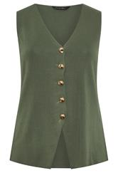 EVANS Curve Khaki Green Knitted Waistcoat