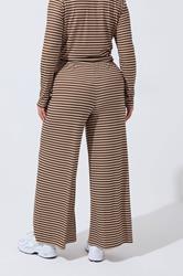 LIMITED COLLECTION Plus Size Chocolate Brown & Cream Ribbed Trousers | Yours Clothing 2