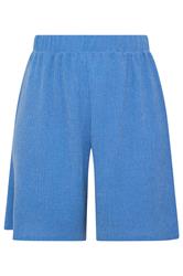 YOURS blauwe shorts met elastische tailleband en textuur