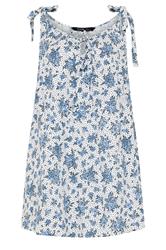 YOURS witte top met stippen en bloemenprint met bandjes