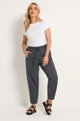 YOURS Plus Size Charcoal Grey Twill Barrel Leg Trousers | Yours Clothing 3