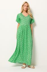 M&Co Green Floral V-Neck Maxi Dress | M&Co 3